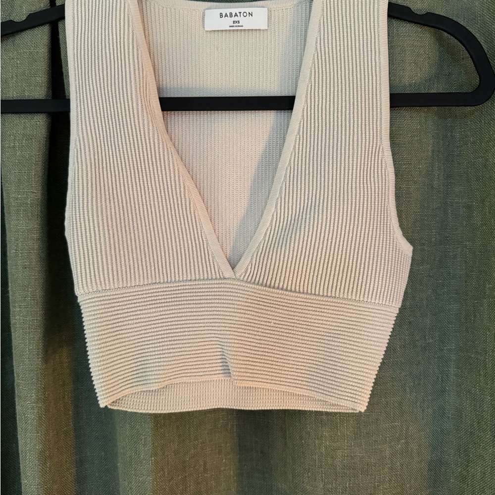 Aritzia Cream Ribbed Knit Women's Top